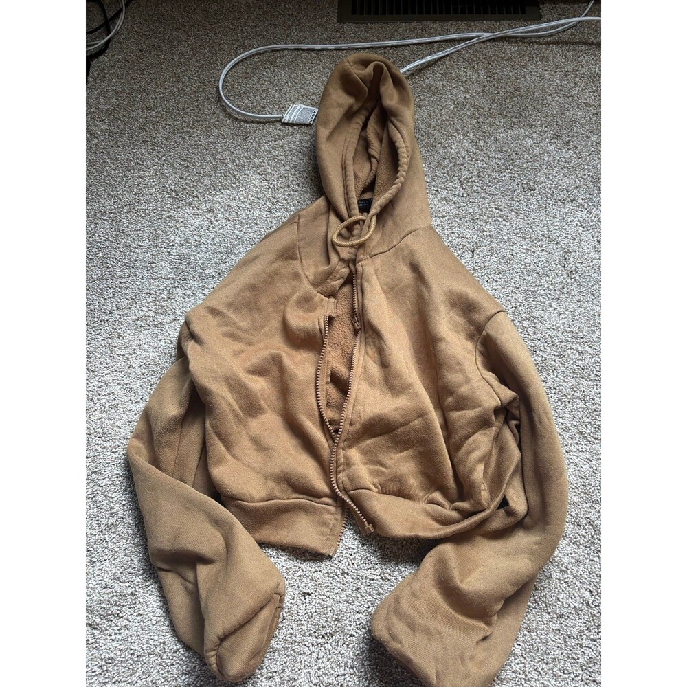 Khaki “Love Never Fails” Crop Hoodie and Sweatpants Set L - Picture 3 of 8
